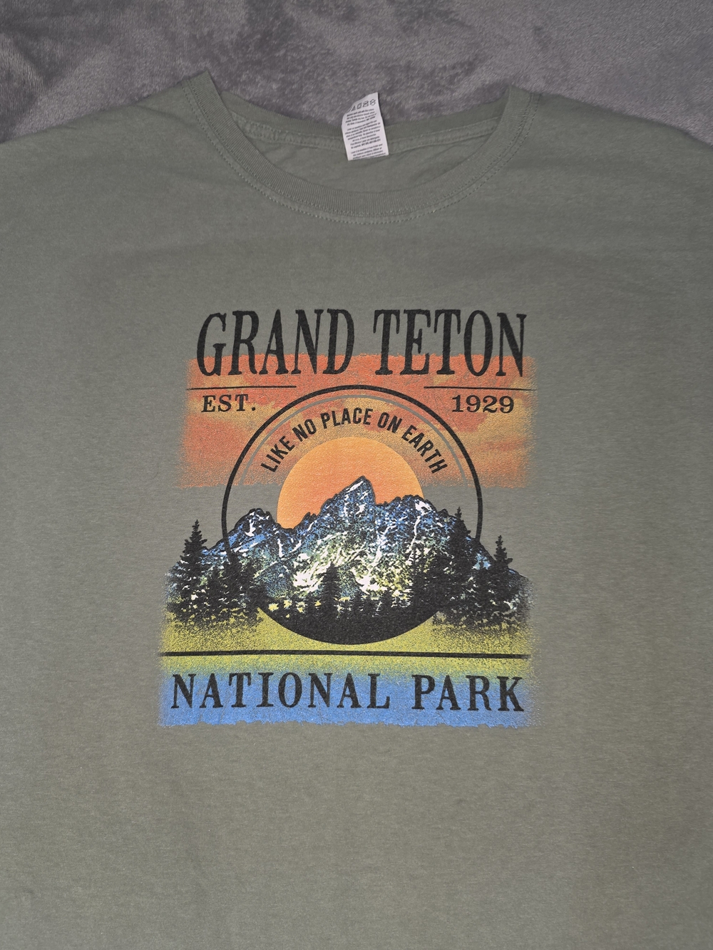 Fruit of the Loom Grand Teton National Park Graphic Tee - Olive